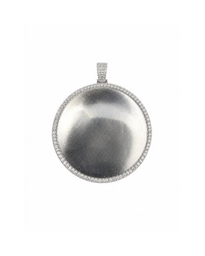 Cadena Ice 4 mm en Plata 925 Bañada en Oro Blanco + Medalla Porta Foto XL (¡Foto Gratis!)