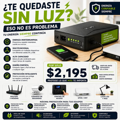 Mini UPS DC de Respaldo – Energía Ininterrumpida para Routers, Cámaras y Más