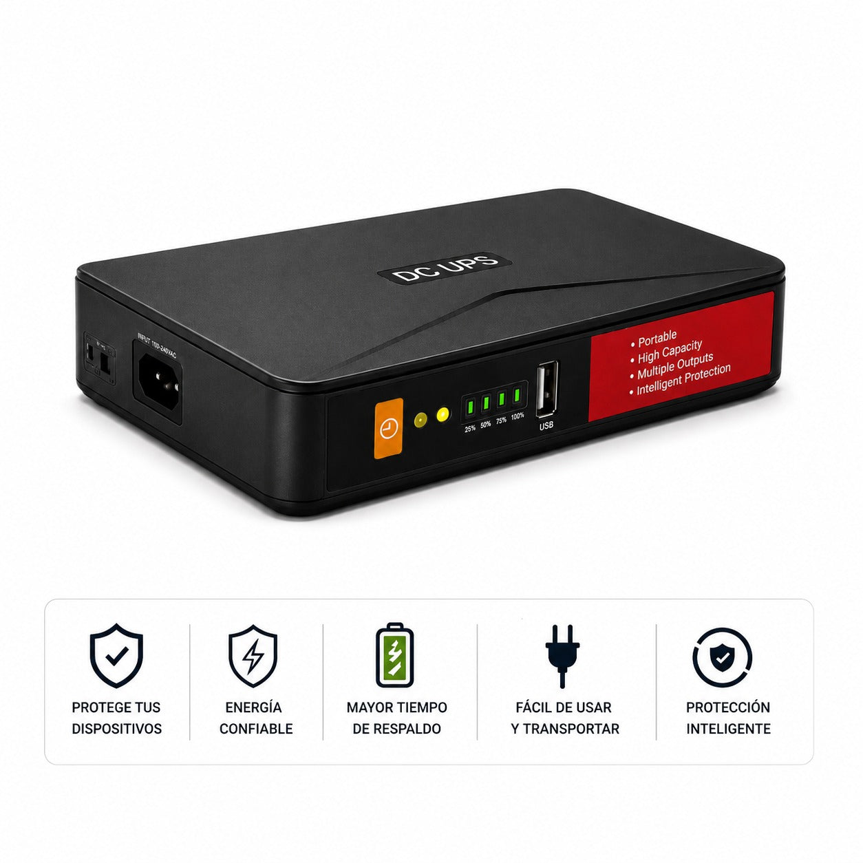Mini UPS DC de Respaldo – Energía Ininterrumpida para Routers, Cámaras y Más