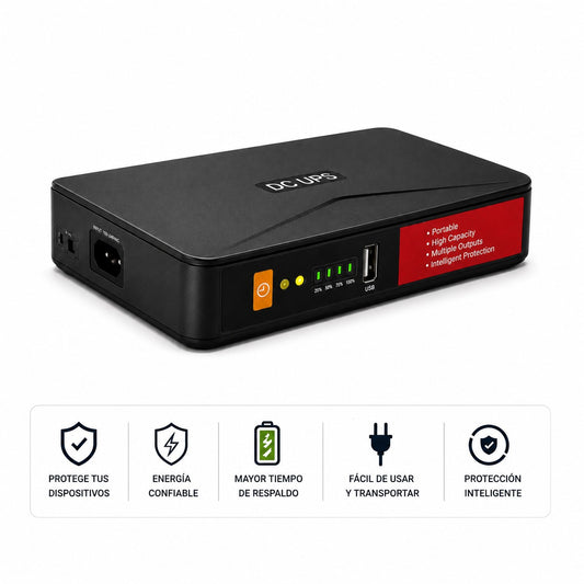 Mini UPS DC de Respaldo – Energía Ininterrumpida para Routers, Cámaras y Más