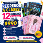 Cuadernos Escolares de 200 Páginas – Pack de 12 Unidades