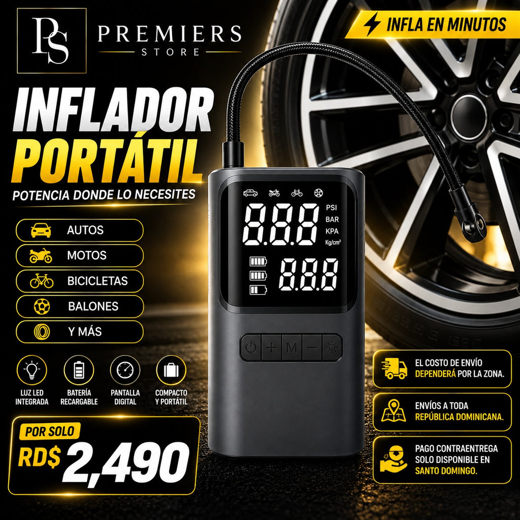 Inflador de Gomas Portátil Digital