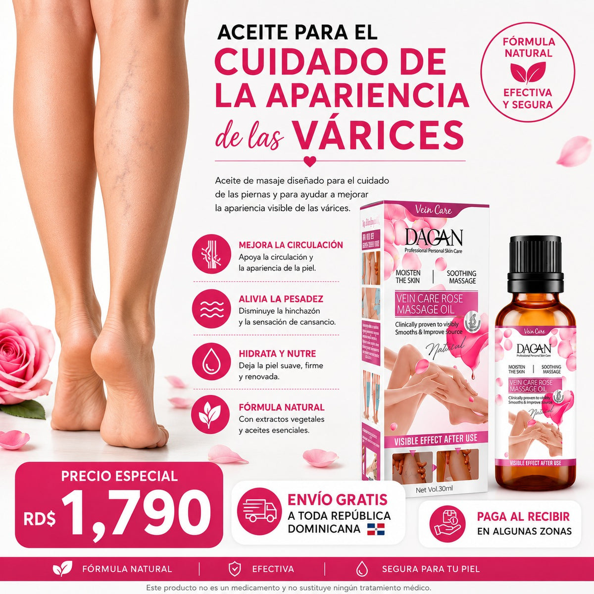 Aceite para el Cuidado de las Várices – Vein Care Rose 30 ml
