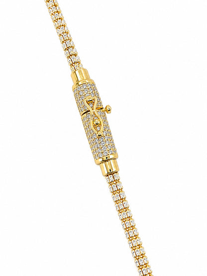 Cadena Ice + Medalla de Tarjeta en Brass Laminado en Oro 14K