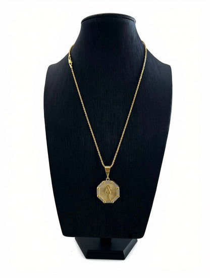Cadena tejida en soga de plata 925 bañada en oro 14K.