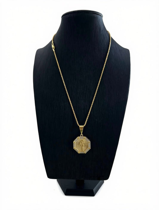Cadena tejida en soga de plata 925 bañada en oro 14K.