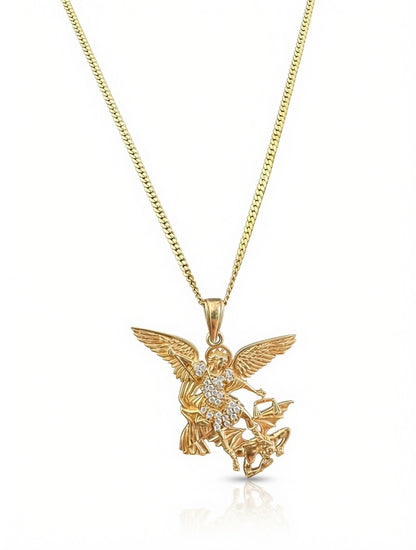 Cadena cubana de plata 925 con baño de oro 14K