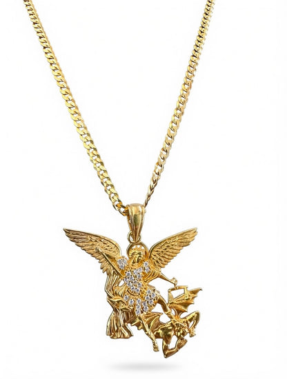 CADENA CUBANA PLATA 925 BAÑADA ORO 14K