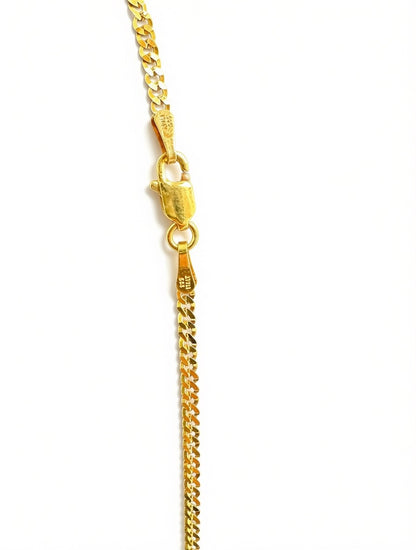 Cadena cubana de plata 925 con baño de oro 14K.