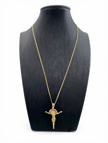 Cadena cubana de plata 925 con baño de oro 14K