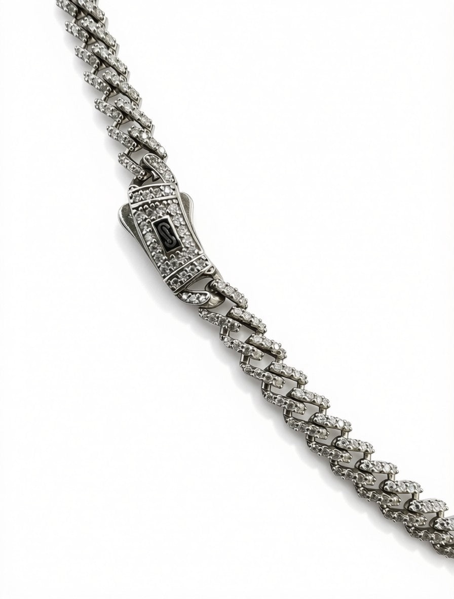 Choker Tejido Mónaco con Moissanita en Plata 925 Bañado en Oro Blanco