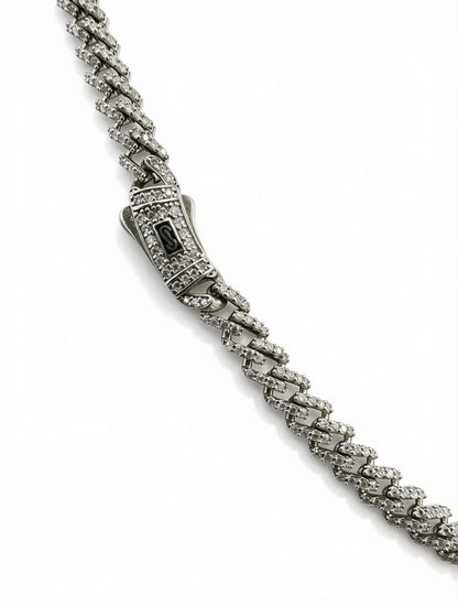 Choker Tejido Mónaco con Moissanita en Plata 925 Bañado en Oro Blanco