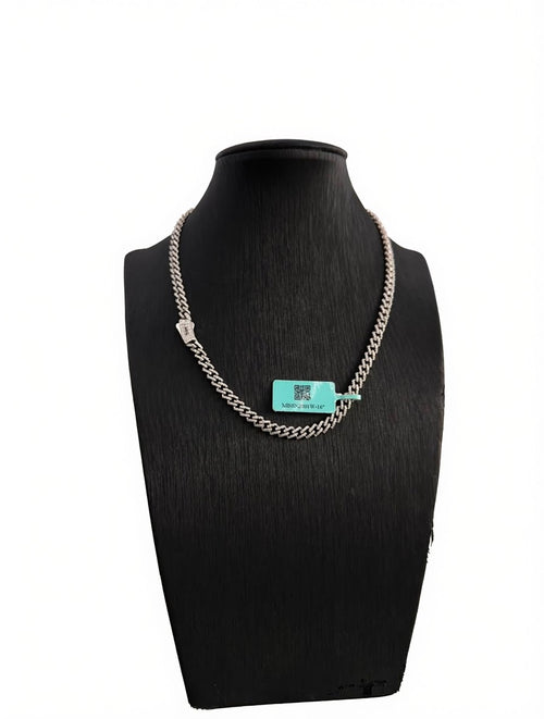 Choker Tejido Mónaco con Moissanita en Plata 925 Bañado en Oro Blanco