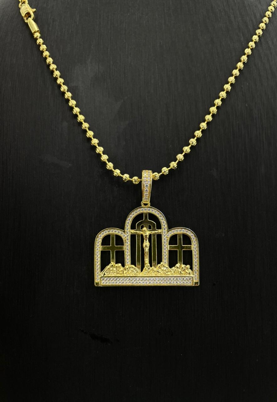 Cadena Tejido Luna Brass laminada en Oro 14k